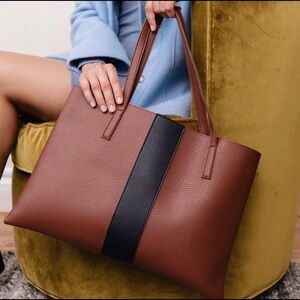 Vince Camuto Brown Vegan Leather Luck Tote Bag